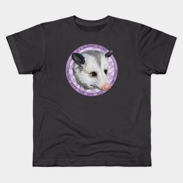 It's alright to cry // sad opossum Kids T-Shirt by LauraGraves
